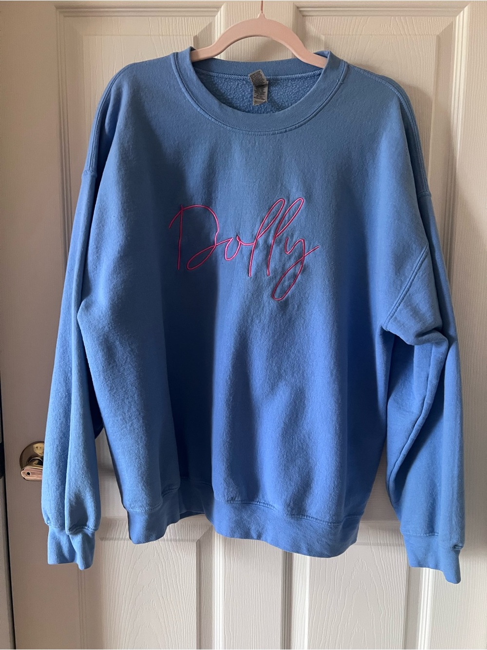 Gildan Dolly Parton Script Blue Crewneck Sweatshirt XL GUC
